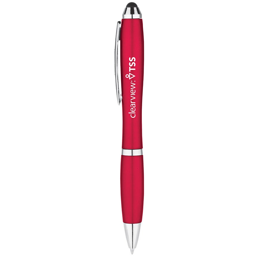 Red Metallic Curvaceous Stylus Gel Pen