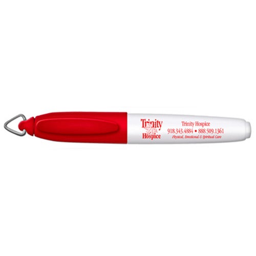 Red / White Mini Sharp Mark Permanent Markers with Key Ring Cap