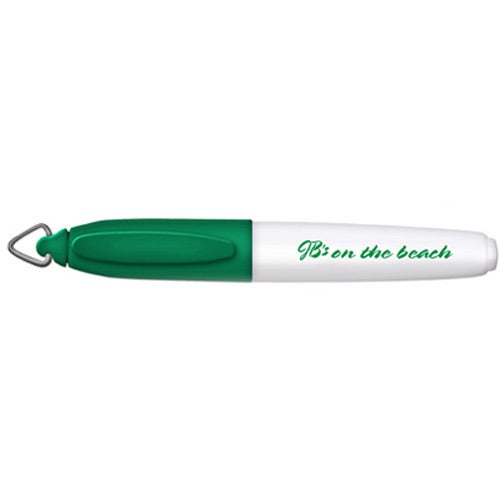 Green / White Mini Sharp Mark Permanent Markers with Key Ring Cap
