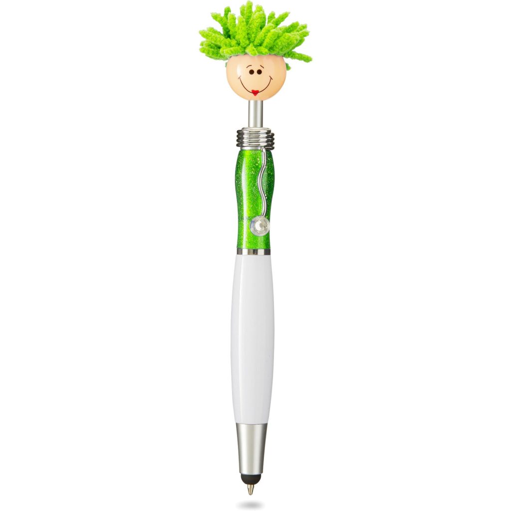 White / Green Miss MopTopper Screen Cleaner with Stylus Pen