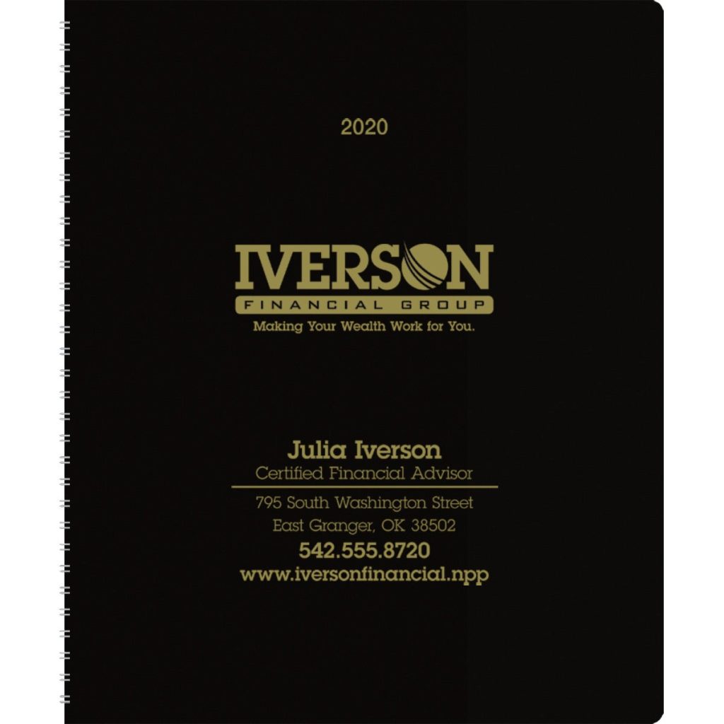 Imprinted Monthly and Weekly Planners - Promotional Pens Singapore - Gifts VV Free Setup 客製 - Promotional Pens Singapore - Gifts VV Standard Leatherette Black Monthly and Weekly Planner