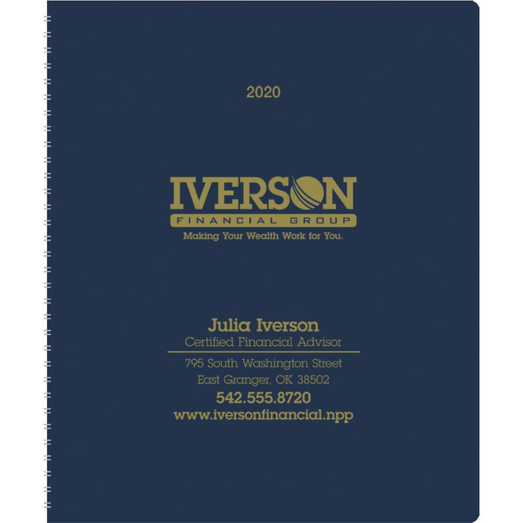 Imprinted Monthly and Weekly Planners - Promotional Pens Singapore - Gifts VV Free Setup 客製 - Promotional Pens Singapore - Gifts VV Standard Leatherette Navy Monthly and Weekly Planner