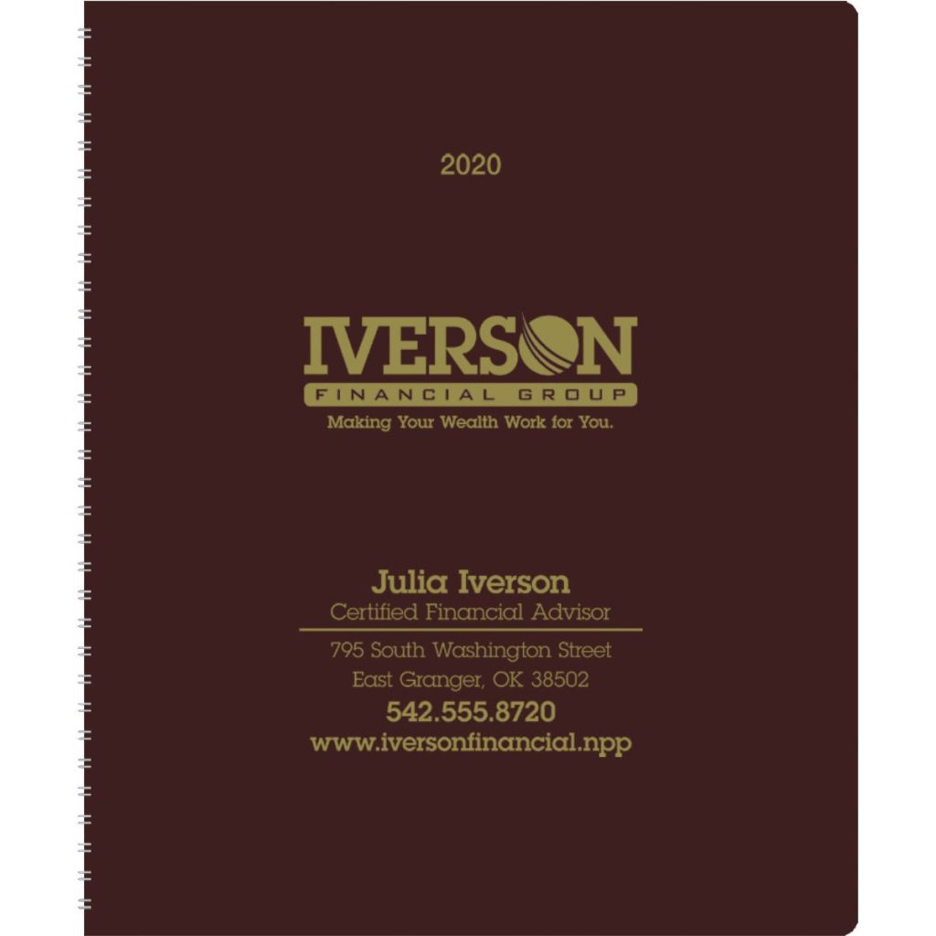 Imprinted Monthly and Weekly Planners - Promotional Pens Singapore - Gifts VV Free Setup 客製 - Promotional Pens Singapore - Gifts VV Standard Leatherette Burgundy Monthly and Weekly Planner