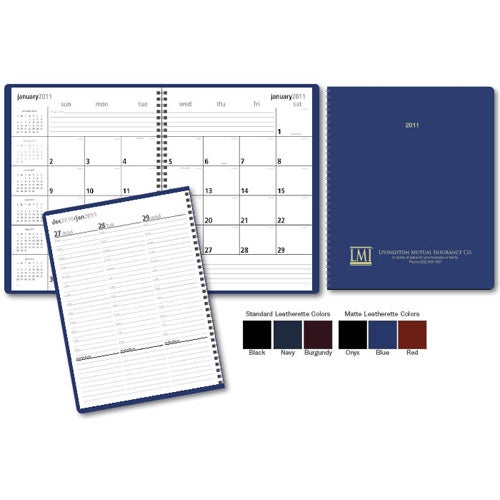 Imprinted Monthly and Weekly Planners - Promotional Pens Singapore - Gifts VV Free Setup 客製 - Promotional Pens Singapore - Gifts VV Matte Blue Monthly and Weekly Planner