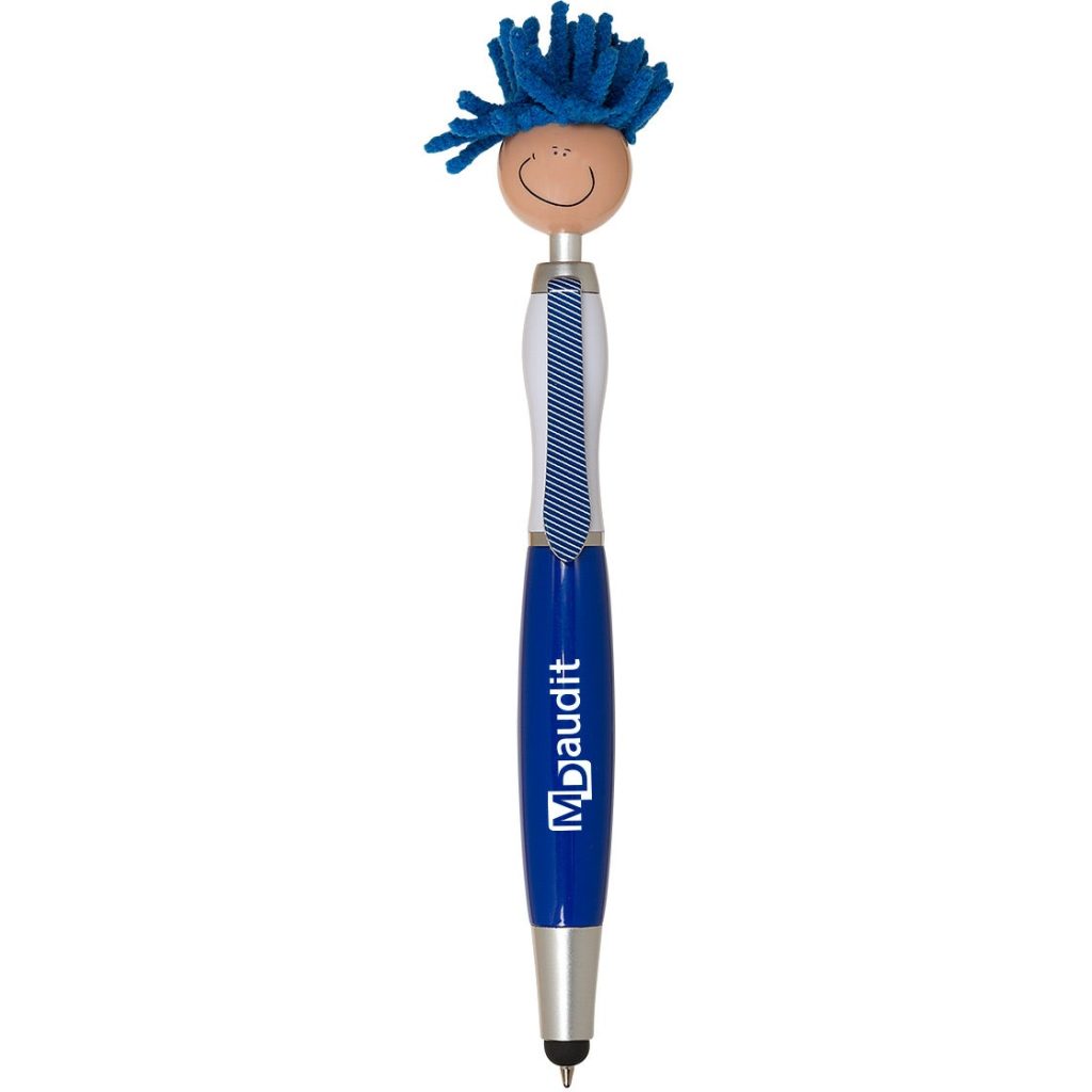Blue / White (Tan Skin) MopTopper Screen Cleaner with Stylus Pen