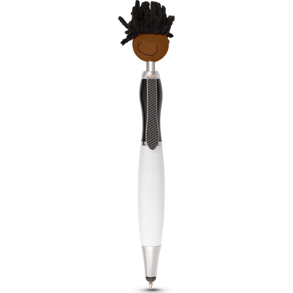 White / Black (Brown Skin) MopTopper Screen Cleaner with Stylus Pen
