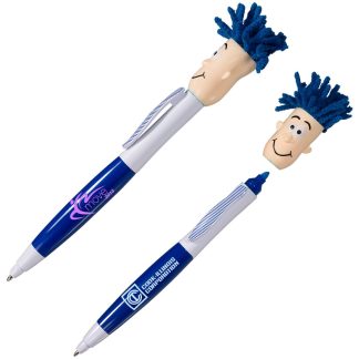 White / Blue MopTopper Highlighter Pen