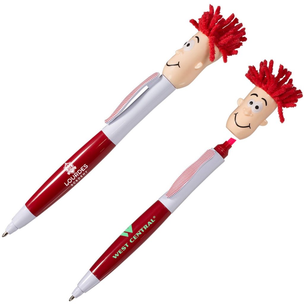 Imprinted MopTopper Highlighter Pens - Promotional Pens Singapore - Gifts VV Available in 4 exciting item colors 客製 - Promotional Pens Singapore - Gifts VV White / Red MopTopper Highlighter Pen