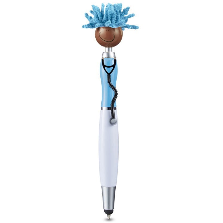 Custom Medical Themed Moptoppers Screen Cleaner Stylus Pens - Promotional Pens Singapore - Gifts VV Available in 5 amazing item colors 客製 - Promotional Pens Singapore - Gifts VV Light Blue / White Medical Themed Moptoppers Screen Cleaner Stylus Pen