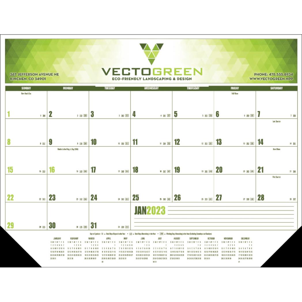 Customized Multi-Color Desk Pad Calendars - Promotional Pens Singapore - Gifts VV Free Setup 客製 - Promotional Pens Singapore - Gifts VV White Multi-Color Desk Pad Calendar