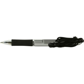 Silver / Black 2 Color Neck Pen with Safety Breakaway