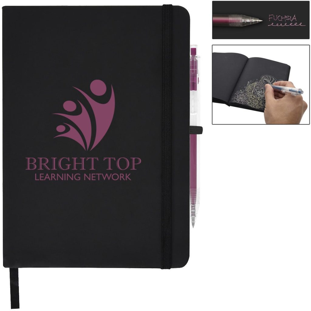 Advertising Neon Dreams Journal and Metallic Cher Gel Pens - Promotional Pens Singapore - Gifts VV Available in 6 exciting item colors 客製 - Promotional Pens Singapore - Gifts VV Black / Fuchsia Neon Dreams Journal and Metallic Cher Gel Pen