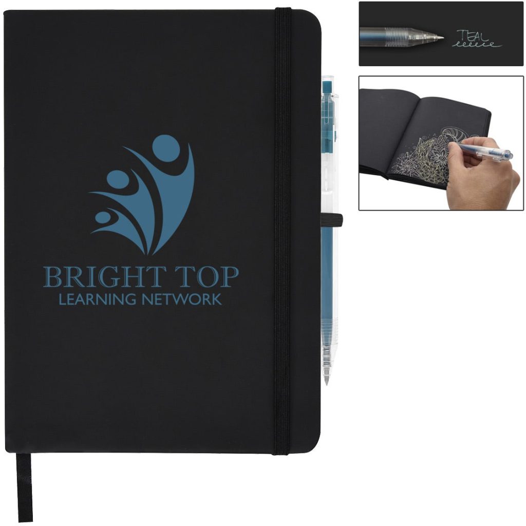 Advertising Neon Dreams Journal and Metallic Cher Gel Pens - Promotional Pens Singapore - Gifts VV Available in 6 exciting item colors 客製 - Promotional Pens Singapore - Gifts VV Black / Teal Neon Dreams Journal and Metallic Cher Gel Pen