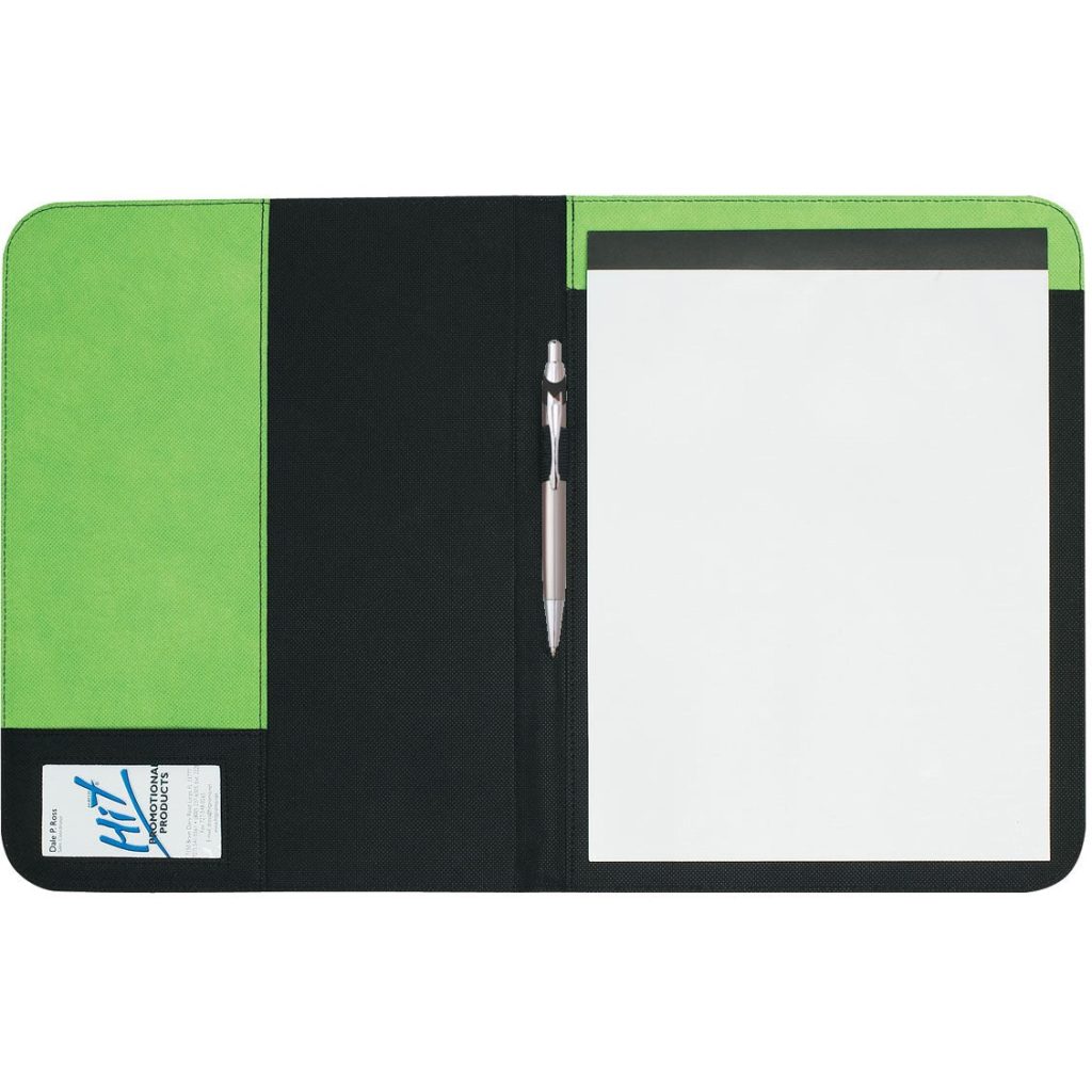 Advertising Non-Woven Large Padfolios - Promotional Pens Singapore - Gifts VV Available in 3 awesome item colors 客製 - Promotional Pens Singapore - Gifts VV Lime Green / Black Non-Woven Large Padfolio