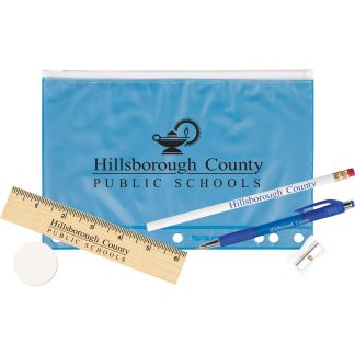 Light Blue Pencil Pouch School Kit