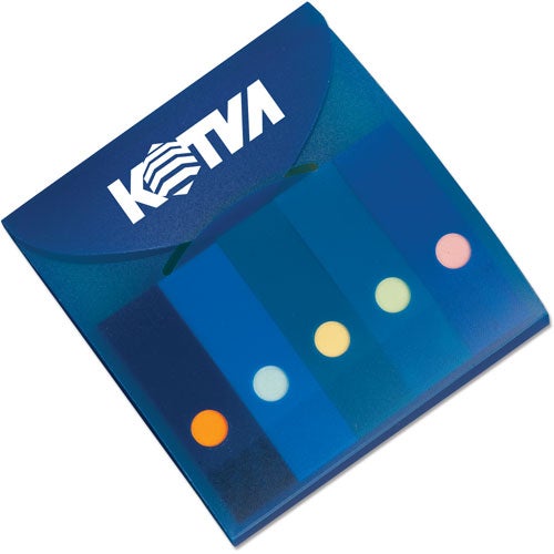 Logo Recycled Pocket Sticky Note Caddies - Promotional Pens Singapore - Gifts VV Available in 6 exciting item colors 客製 - Promotional Pens Singapore - Gifts VV Blue Recycled Pocket Sticky Note Caddy