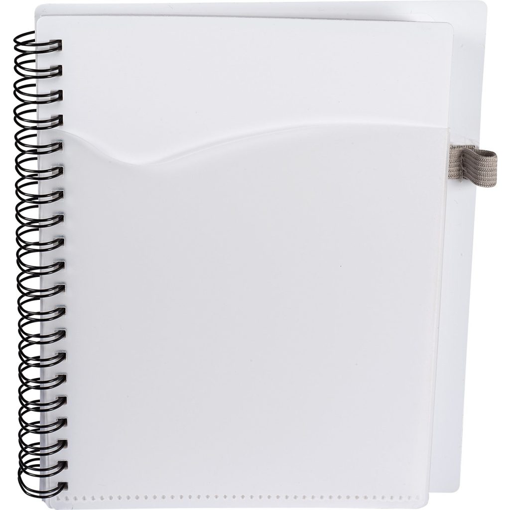 Logo PolyPro Notebooks with Clear Front Pocket - Promotional Pens Singapore - Gifts VV Available in 4 awesome item colors 客製 - Promotional Pens Singapore - Gifts VV White PolyPro Notebook with Clear Front Pocket