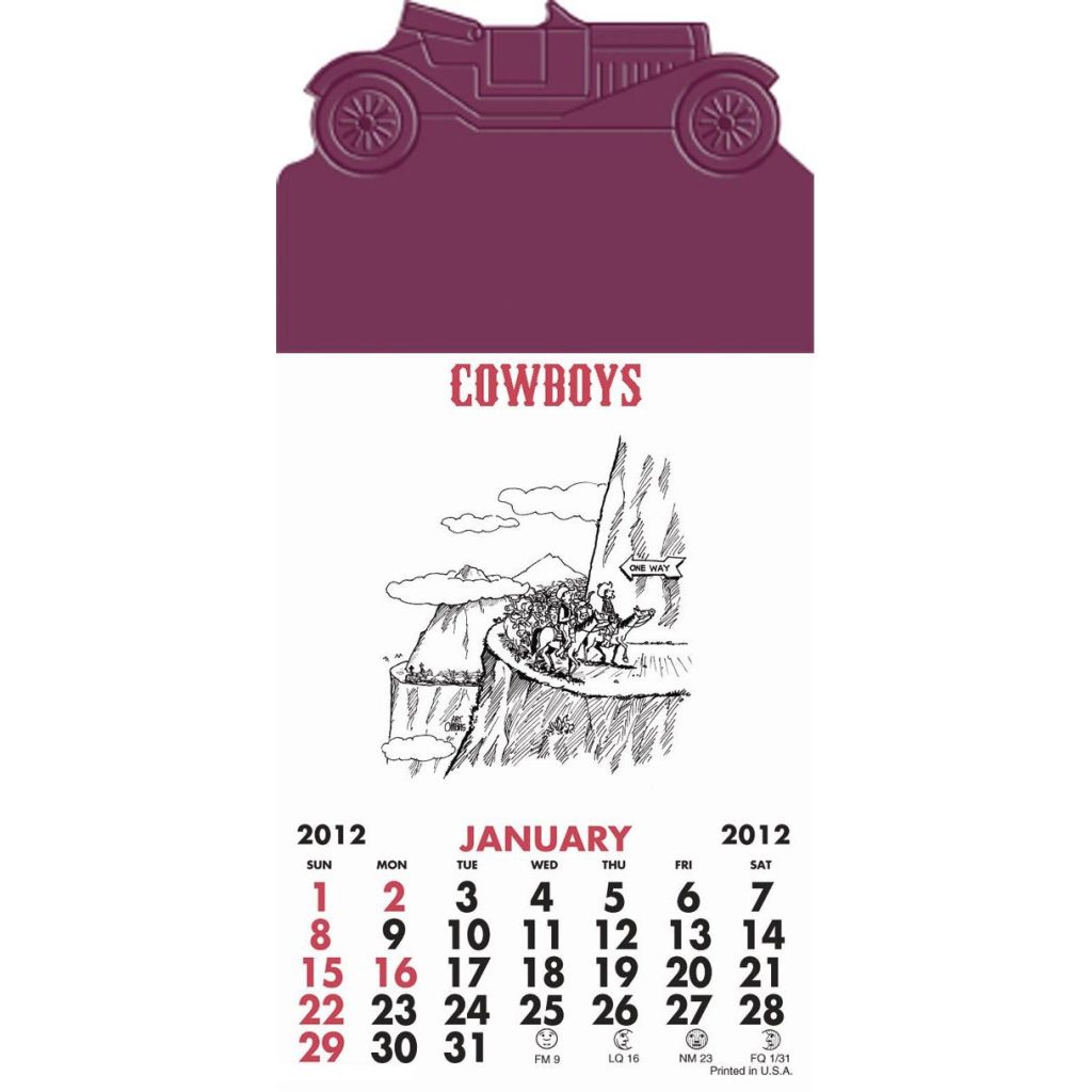 Printed Press-N-Stick Cowboy Calendar Pads - Promotional Pens Singapore - Gifts VV Available in 27 exciting item colors 客製 - Promotional Pens Singapore - Gifts VV White / Burgundy Press-N-Stick Cowboy Calendar Pad
