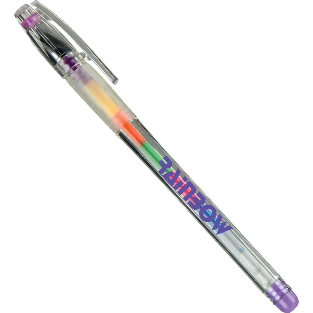Giveaway Rainbow Gel Gripper Pens - Promotional Pens Singapore - Gifts VV Your design screen printed 客製 - Promotional Pens Singapore - Gifts VV Clear Rainbow Gel Gripper Pen