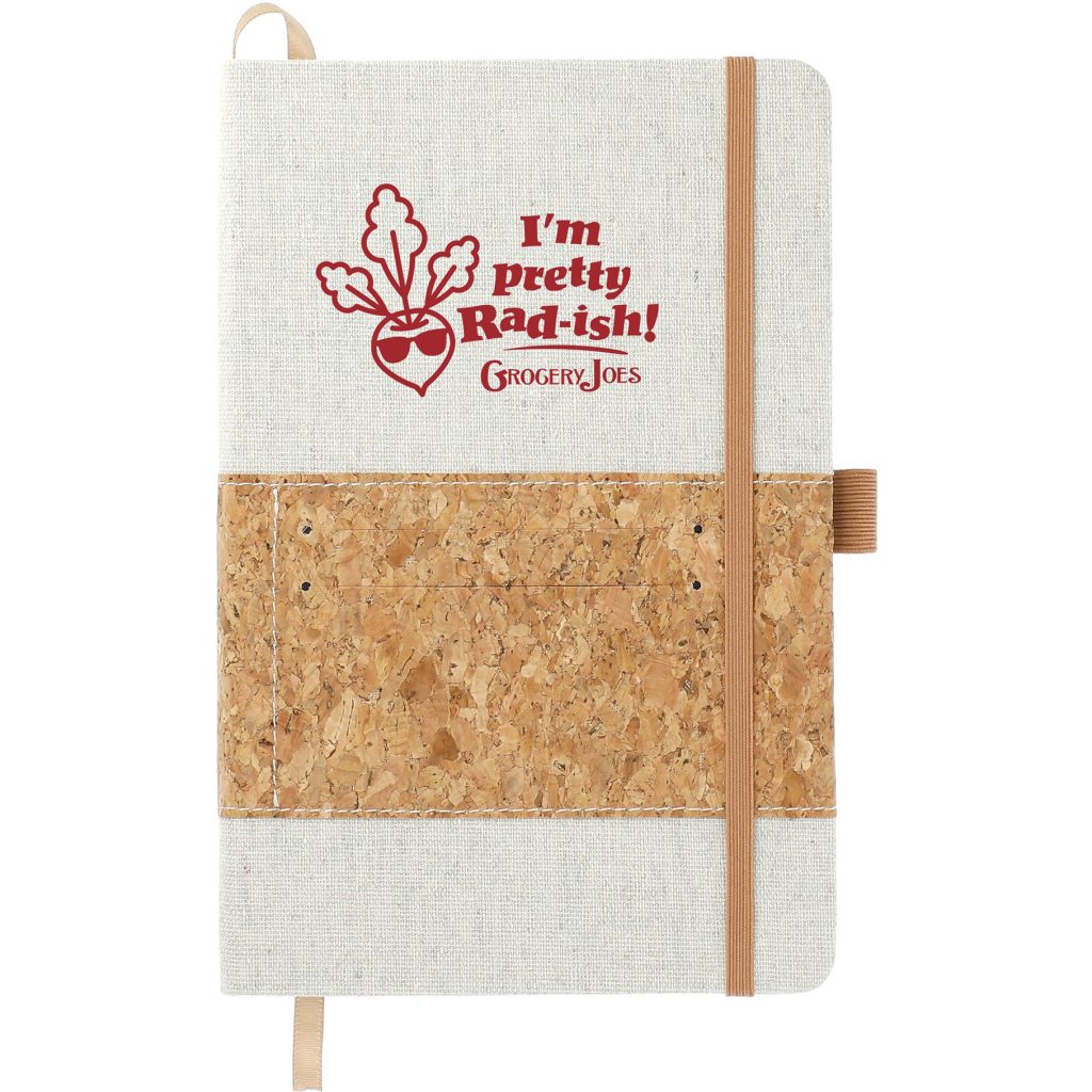 Marketing Recycled Cotton and Cork Bound Notebooks - Promotional Pens Singapore - Gifts VV Your design screen printed 客製 - Promotional Pens Singapore - Gifts VV Tan / White Recycled Cotton and Cork Bound Notebook
