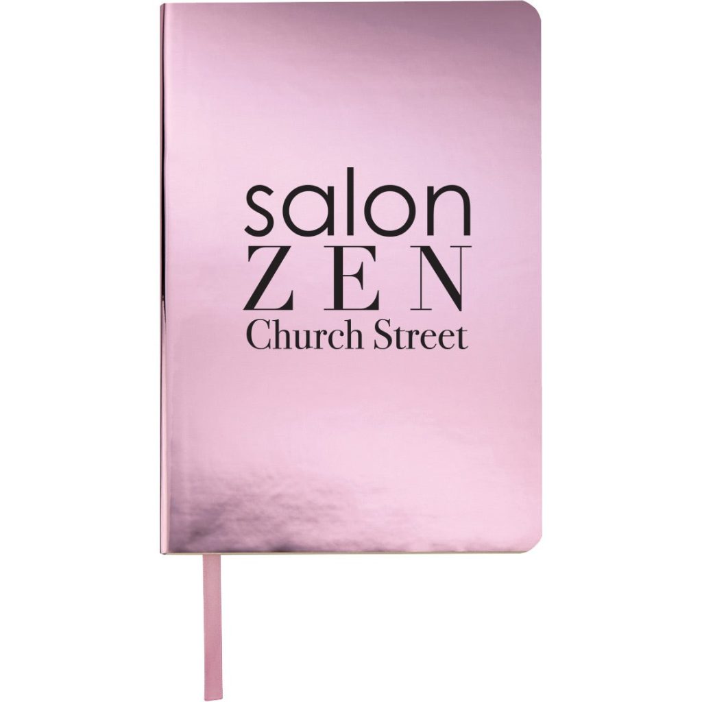 Logo Reflections Metallic Notebooks - Promotional Pens Singapore - Gifts VV Available in 4 exciting item colors 客製 - Promotional Pens Singapore - Gifts VV Pink Reflections Metallic Notebook
