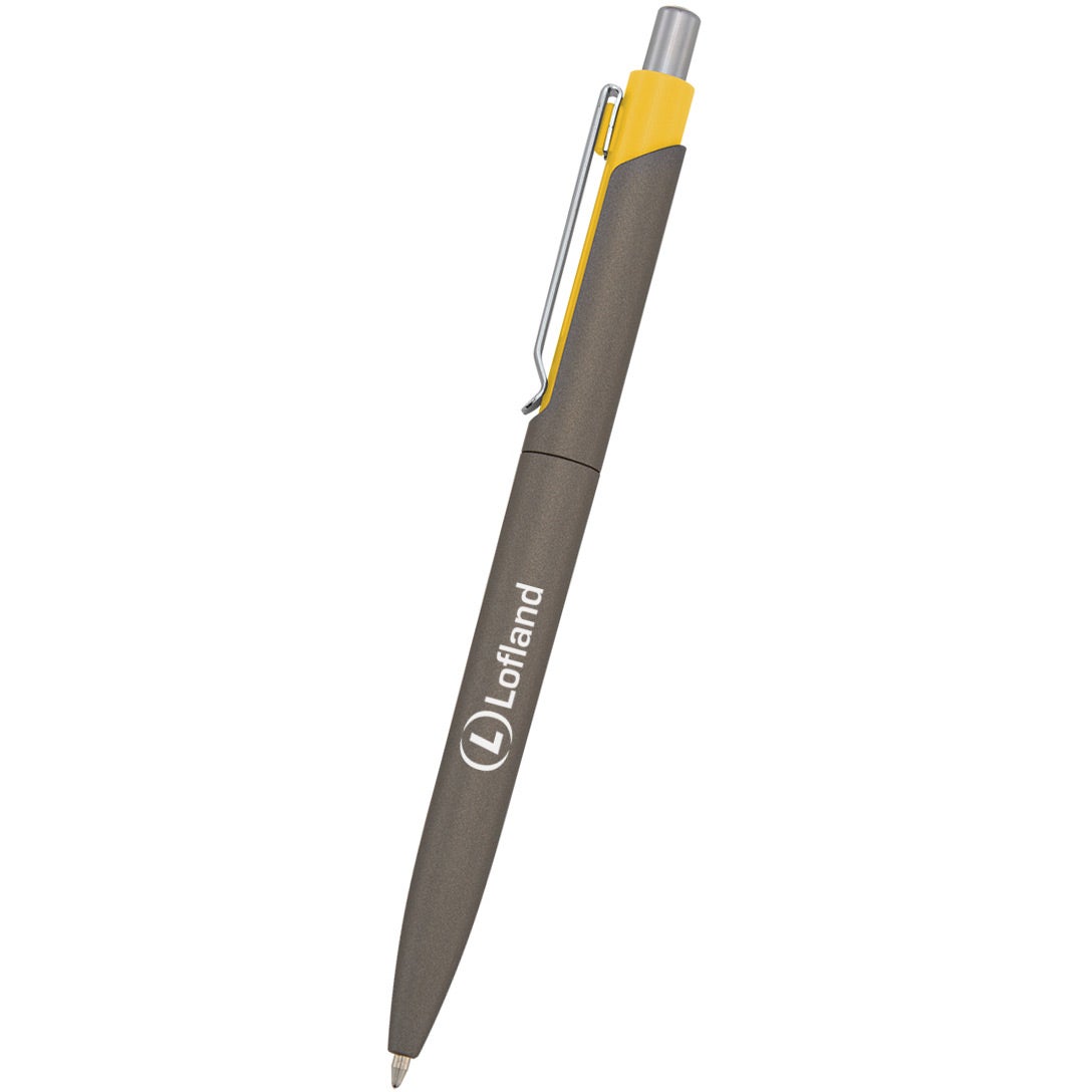 Logo Ria Sleek Write Pens - Promotional Pens Singapore - Gifts VV Available in 9 exciting item colors 客製 - Promotional Pens Singapore - Gifts VV Gunmetal / Yellow Ria Sleek Write Pen