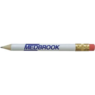 White Promotional Round Golf Pencil with Eraser