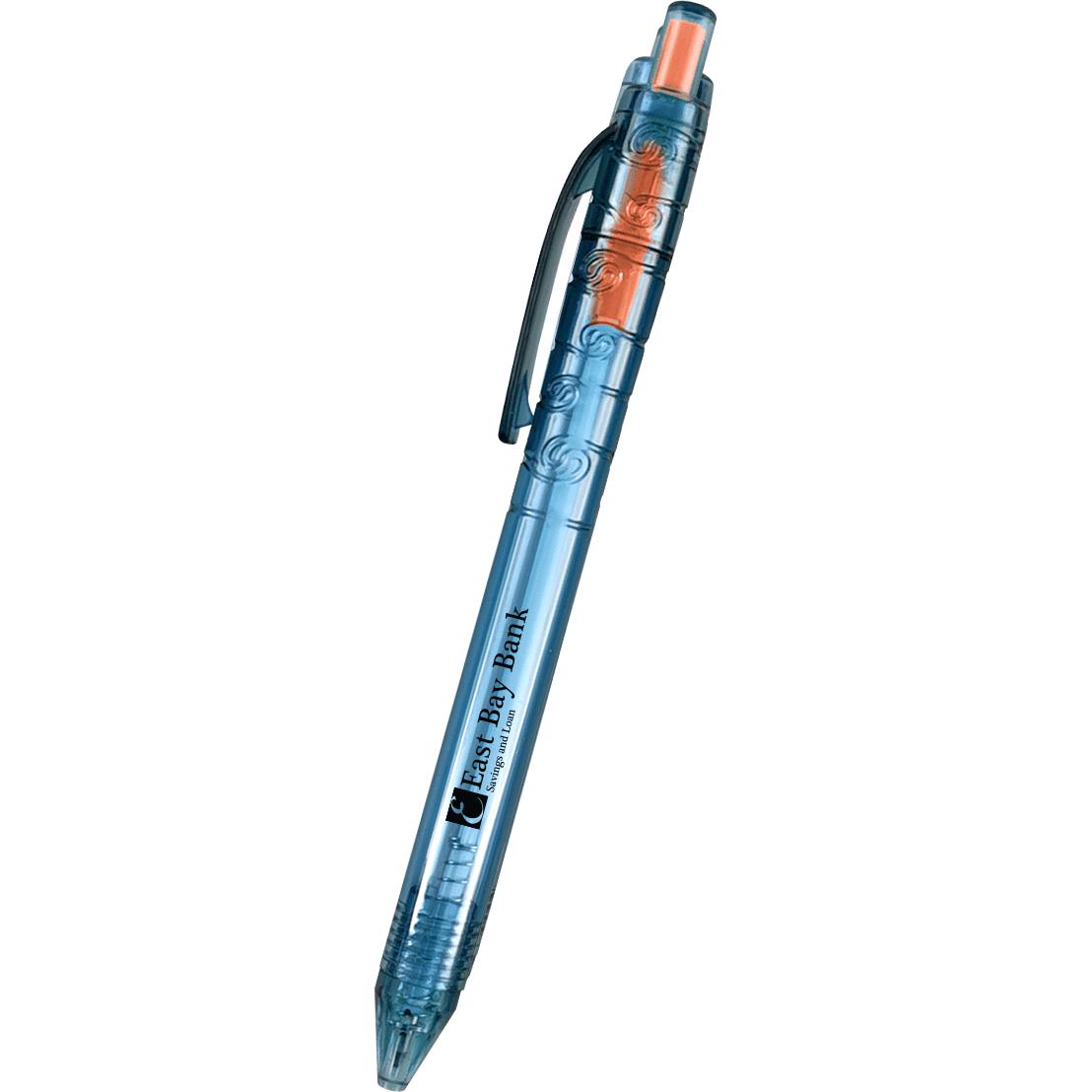 Promotional RPET Oasis Pens - Promotional Pens Singapore - Gifts VV Available in 5 awesome item colors 客製 - Promotional Pens Singapore - Gifts VV Translucent Blue / Orange RPET Oasis Pen