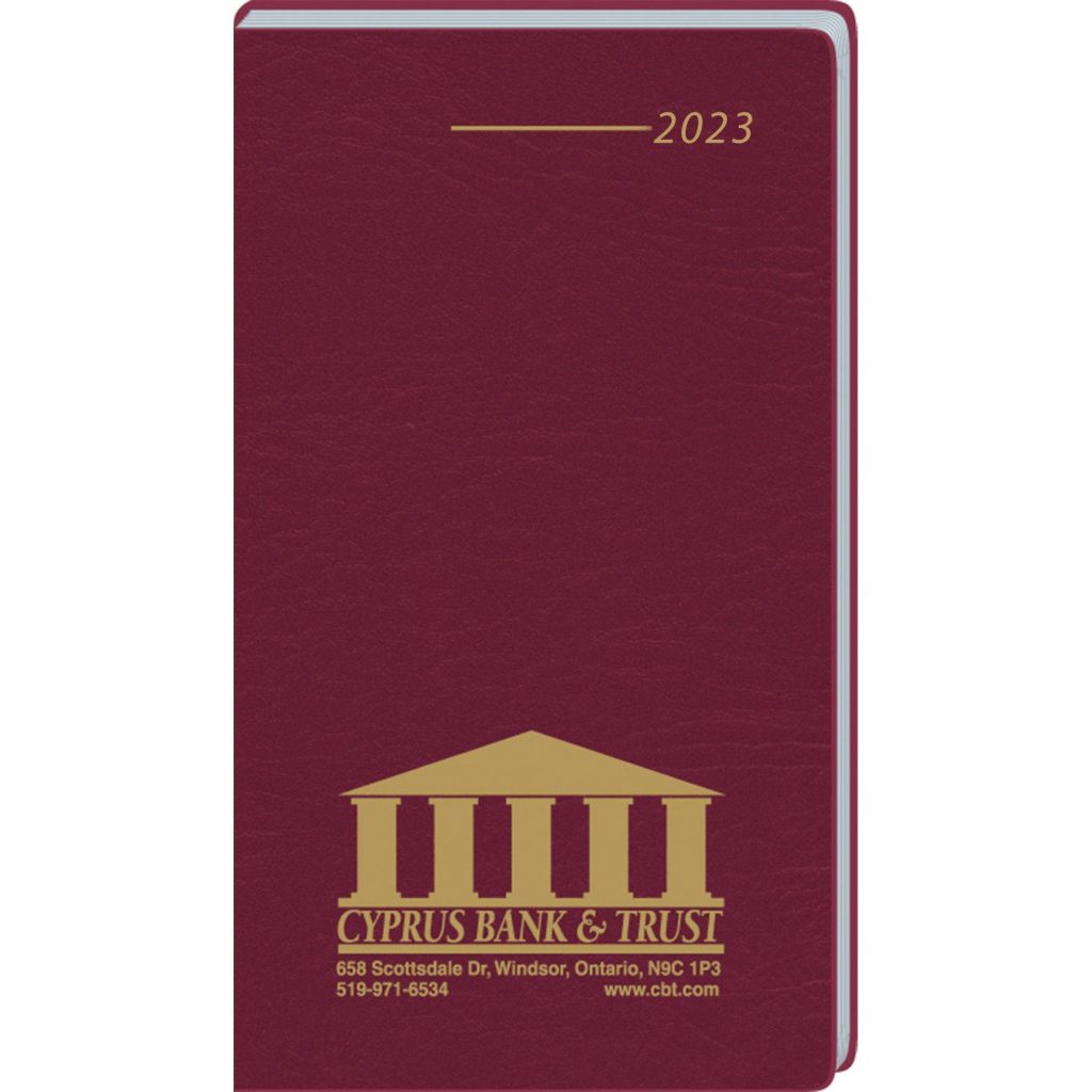 Giveaway Ruled Calendars in Vinyl Jacket - Promotional Pens Singapore - Gifts VV Available in 4 exciting item colors 客製 - Promotional Pens Singapore - Gifts VV Burgundy Ruled Calendar in Vinyl Jacket