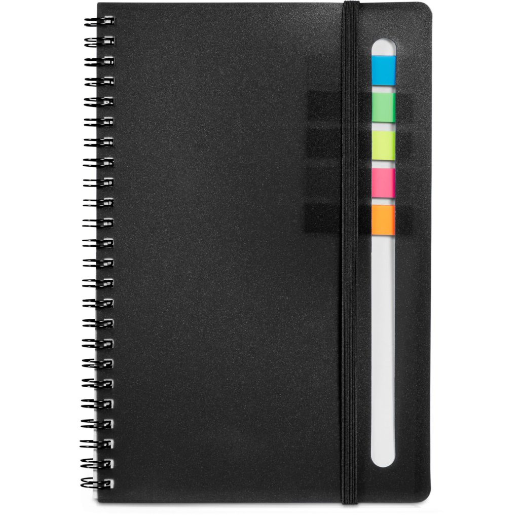 Marketing Semester Notebooks with Sticky Flags - Promotional Pens Singapore - Gifts VV Available in 4 awesome item colors 客製 - Promotional Pens Singapore - Gifts VV Black Semester Notebook with Sticky Flags