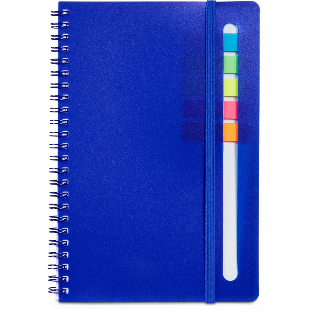 Marketing Semester Notebooks with Sticky Flags - Promotional Pens Singapore - Gifts VV Available in 4 awesome item colors 客製 - Promotional Pens Singapore - Gifts VV Reflex Blue Semester Notebook with Sticky Flags