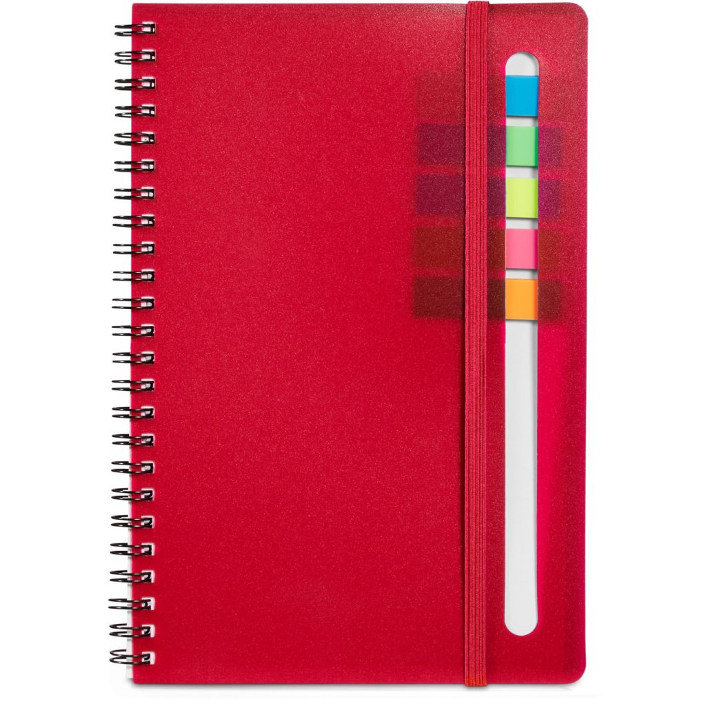Marketing Semester Notebooks with Sticky Flags - Promotional Pens Singapore - Gifts VV Available in 4 awesome item colors 客製 - Promotional Pens Singapore - Gifts VV Red Semester Notebook with Sticky Flags