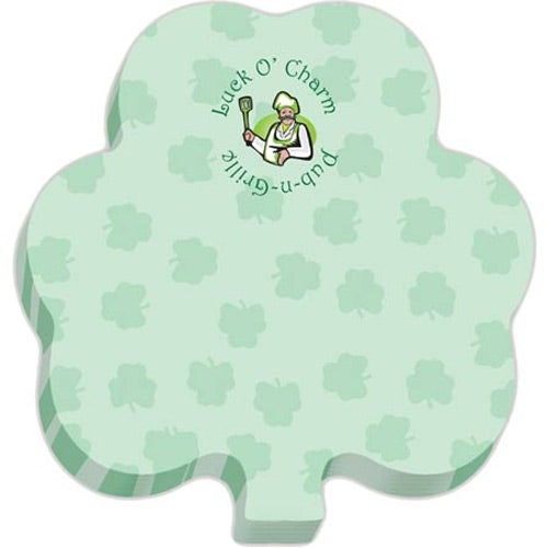 Customized Shamrock Adhesive Sticky Note Pads - Promotional Pens Singapore - Gifts VV Free Setup 客製 - Promotional Pens Singapore - Gifts VV White Shamrock Adhesive Sticky Note Pads