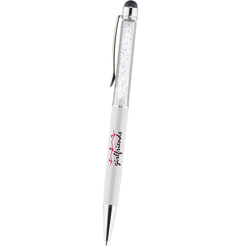 Customised Shimmer Ballpoint Pens with Stylus - Promotional Pens Singapore - Gifts VV Available in 7 amazing item colors 客製 - Promotional Pens Singapore - Gifts VV White Shimmer Ballpoint Pen with Stylus
