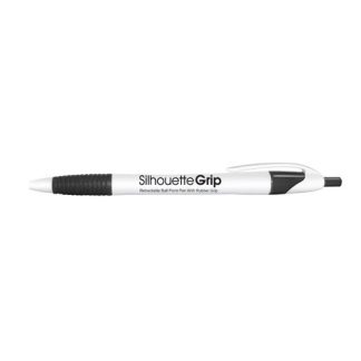 White / Black Silhouette Grip Ballpoint Pen