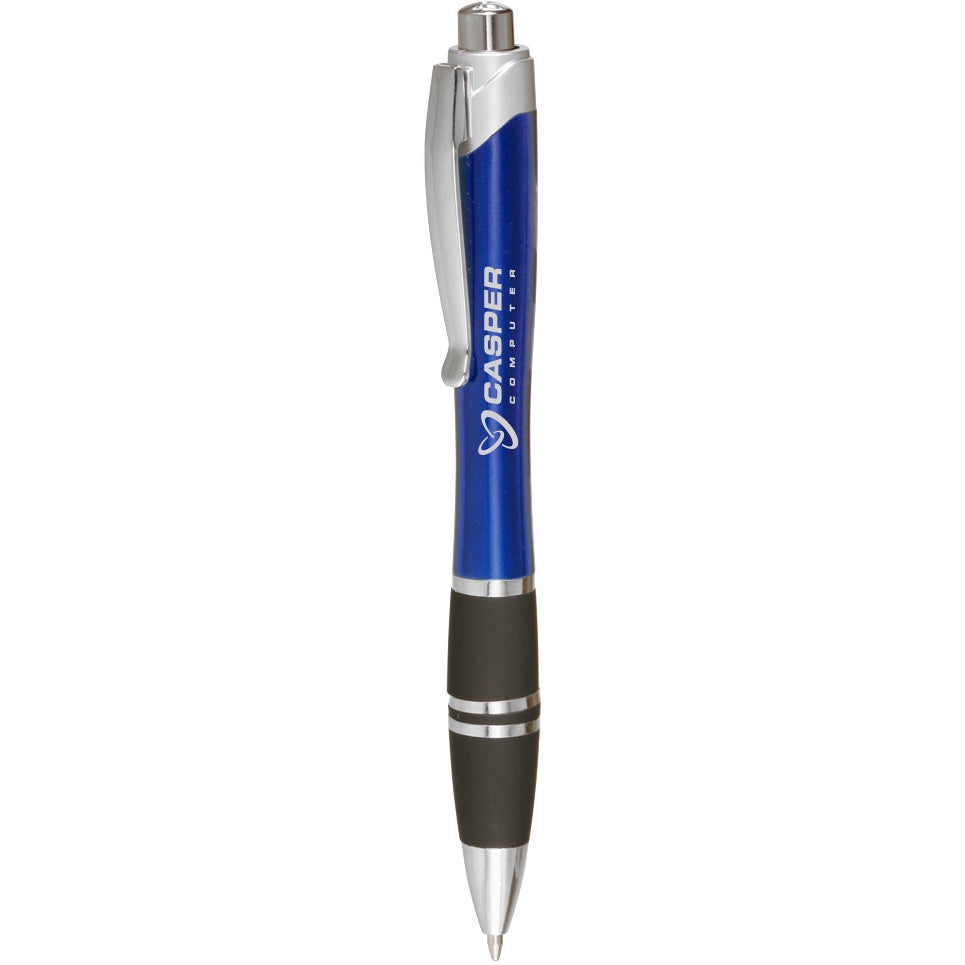Customised Silver Accent Grip Pens - Promotional Pens Singapore - Gifts VV Available in 6 exciting item colors 客製 - Promotional Pens Singapore - Gifts VV Blue / Black Silver Accent Grip Pen