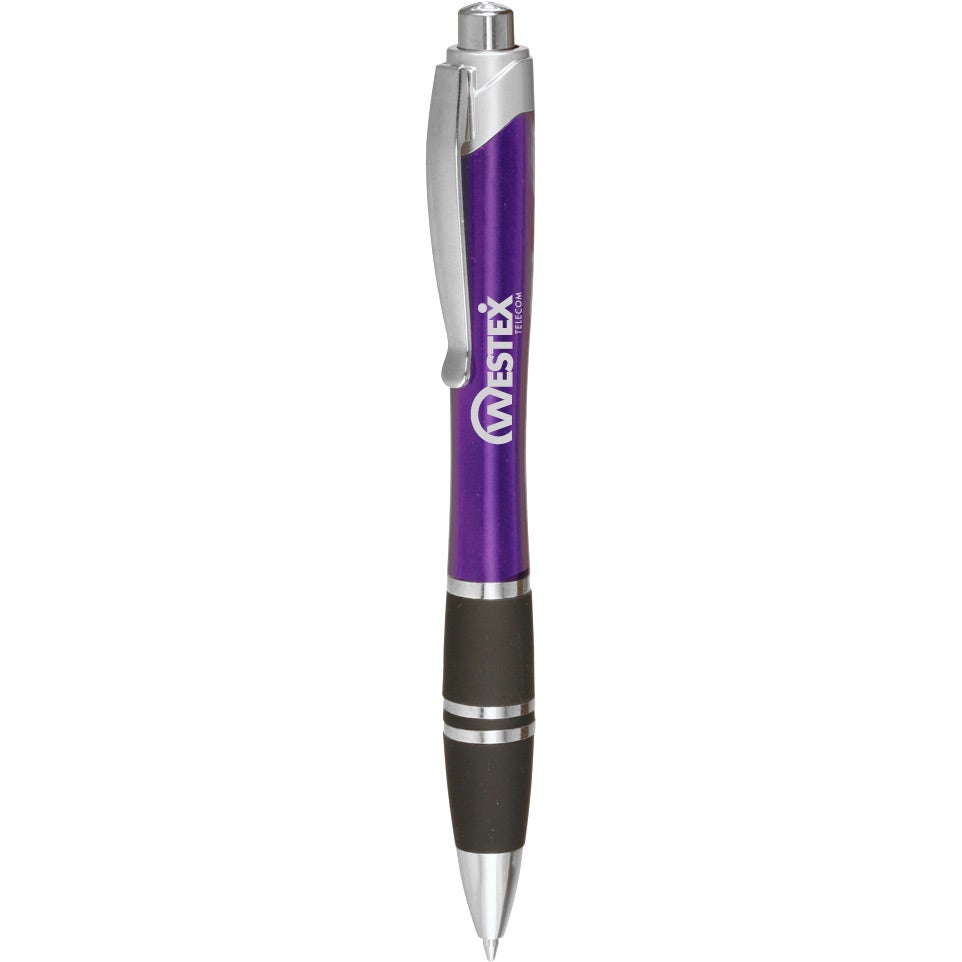 Customised Silver Accent Grip Pens - Promotional Pens Singapore - Gifts VV Available in 6 exciting item colors 客製 - Promotional Pens Singapore - Gifts VV Purple / Black Silver Accent Grip Pen