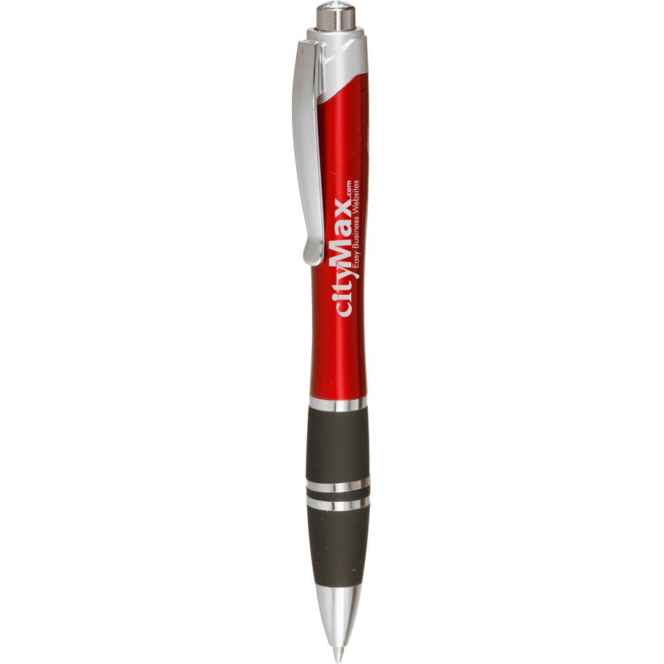 Customised Silver Accent Grip Pens - Promotional Pens Singapore - Gifts VV Available in 6 exciting item colors 客製 - Promotional Pens Singapore - Gifts VV Red / Black Silver Accent Grip Pen
