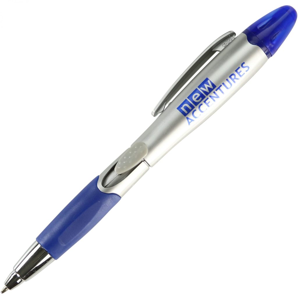 Promotional Silver Blossom Pen and Highlighters - Promotional Pens Singapore - Gifts VV Available in 7 awesome item colors 客製 - Promotional Pens Singapore - Gifts VV Silver / Blue Silver Blossom Pen and Highlighter