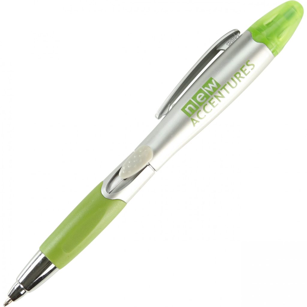 Promotional Silver Blossom Pen and Highlighters - Promotional Pens Singapore - Gifts VV Available in 7 awesome item colors 客製 - Promotional Pens Singapore - Gifts VV Silver / Green Silver Blossom Pen and Highlighter