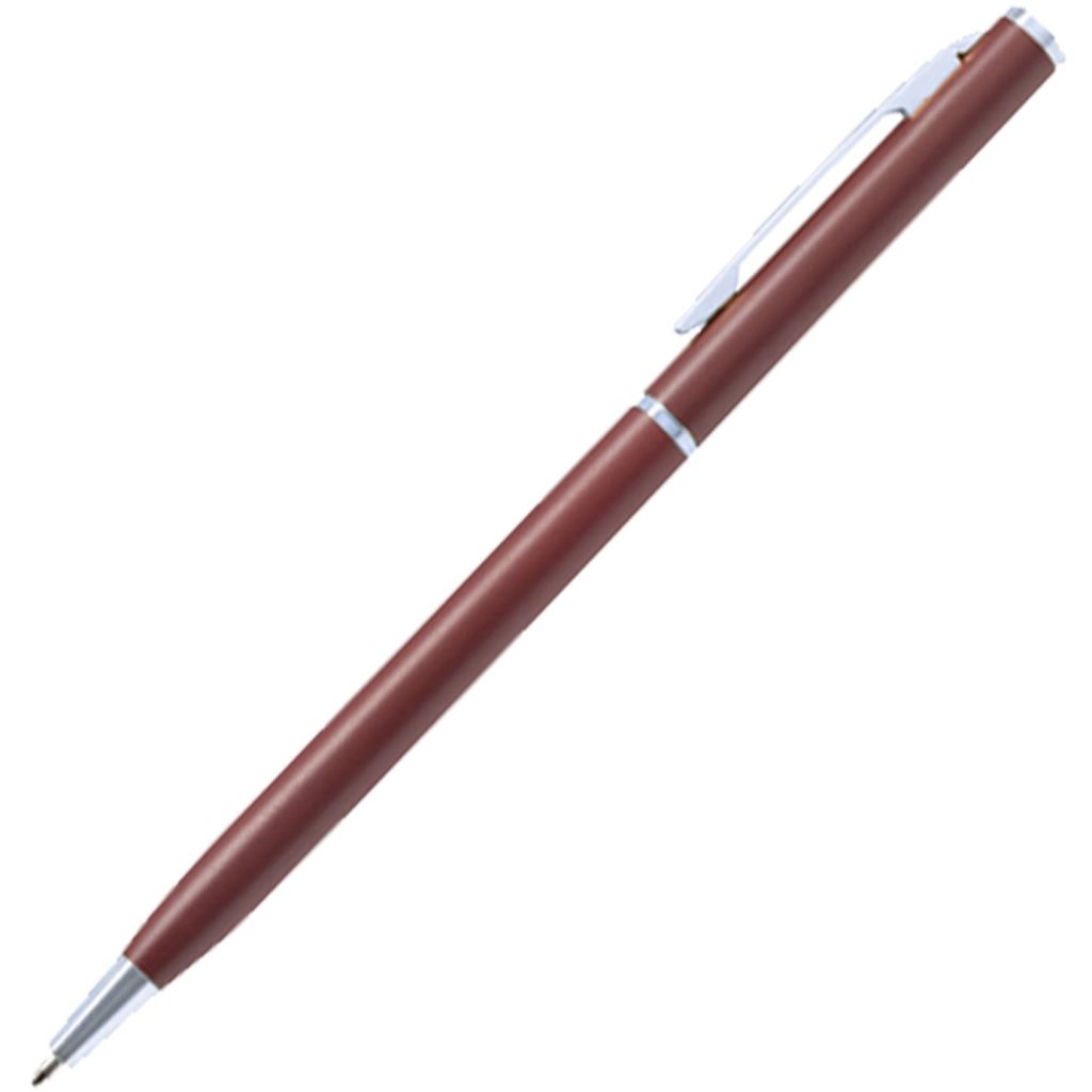 Burgundy Slim Metal Pen with Silver Accents