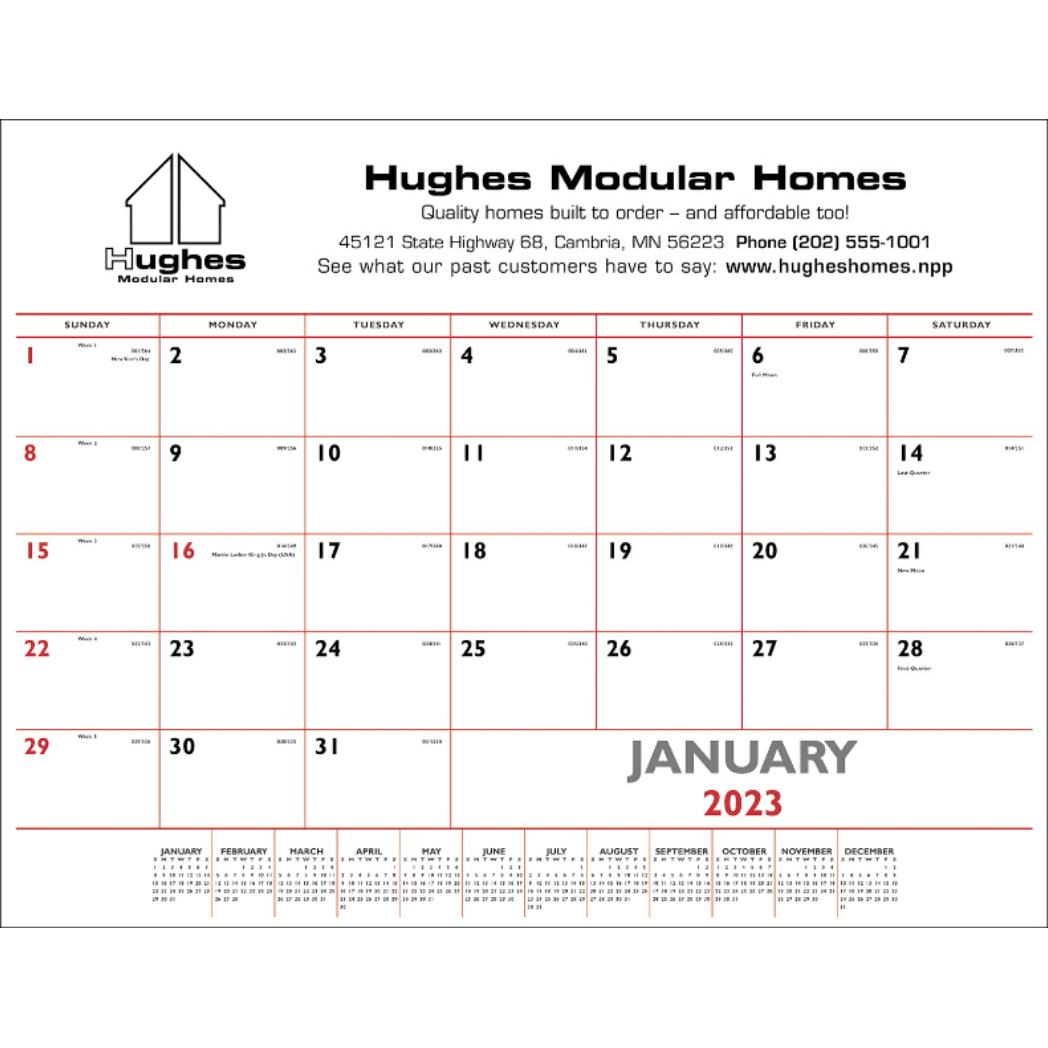 Imprinted Basic Desk Pad Calendars - Promotional Pens Singapore - Gifts VV Free Setup 客製 - Promotional Pens Singapore - Gifts VV White / Red / Black Basic Desk Pad Calendar