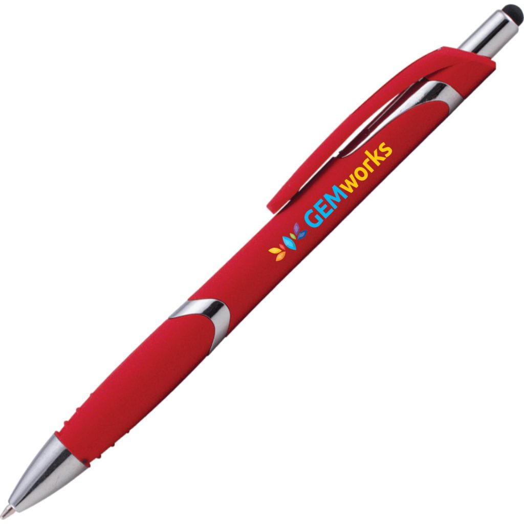 Logo Solana Softy Pens with Stylus - Promotional Pens Singapore - Gifts VV Free Shipping and Setup 客製 - Promotional Pens Singapore - Gifts VV Red Solana Softy Pen with Stylus