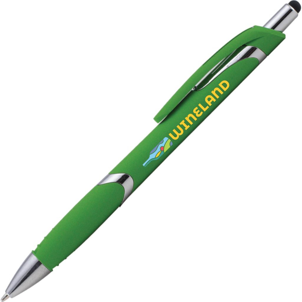 Logo Solana Softy Pens with Stylus - Promotional Pens Singapore - Gifts VV Free Shipping and Setup 客製 - Promotional Pens Singapore - Gifts VV Green Solana Softy Pen with Stylus