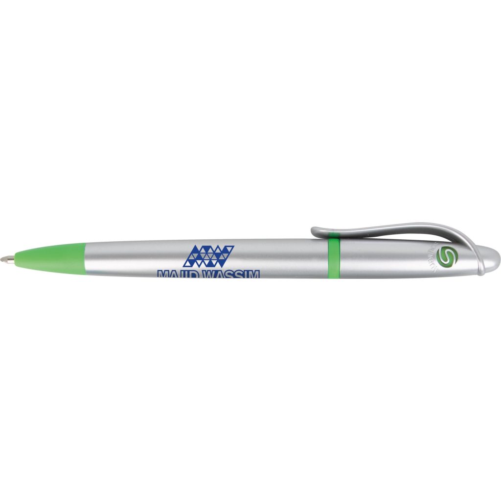 Printed Souvenir Augusta Highlighter Pen Combos - Promotional Pens Singapore - Gifts VV Free Setup 客製 - Promotional Pens Singapore - Gifts VV Silver / Green Souvenir Augusta Highlighter Pen Combo