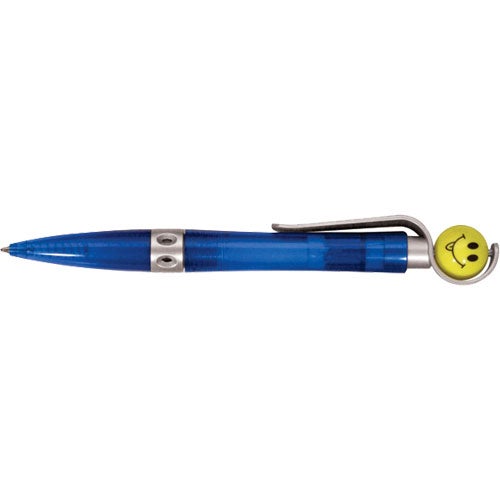 Translucent Blue with Smiley Face Spinner Pen