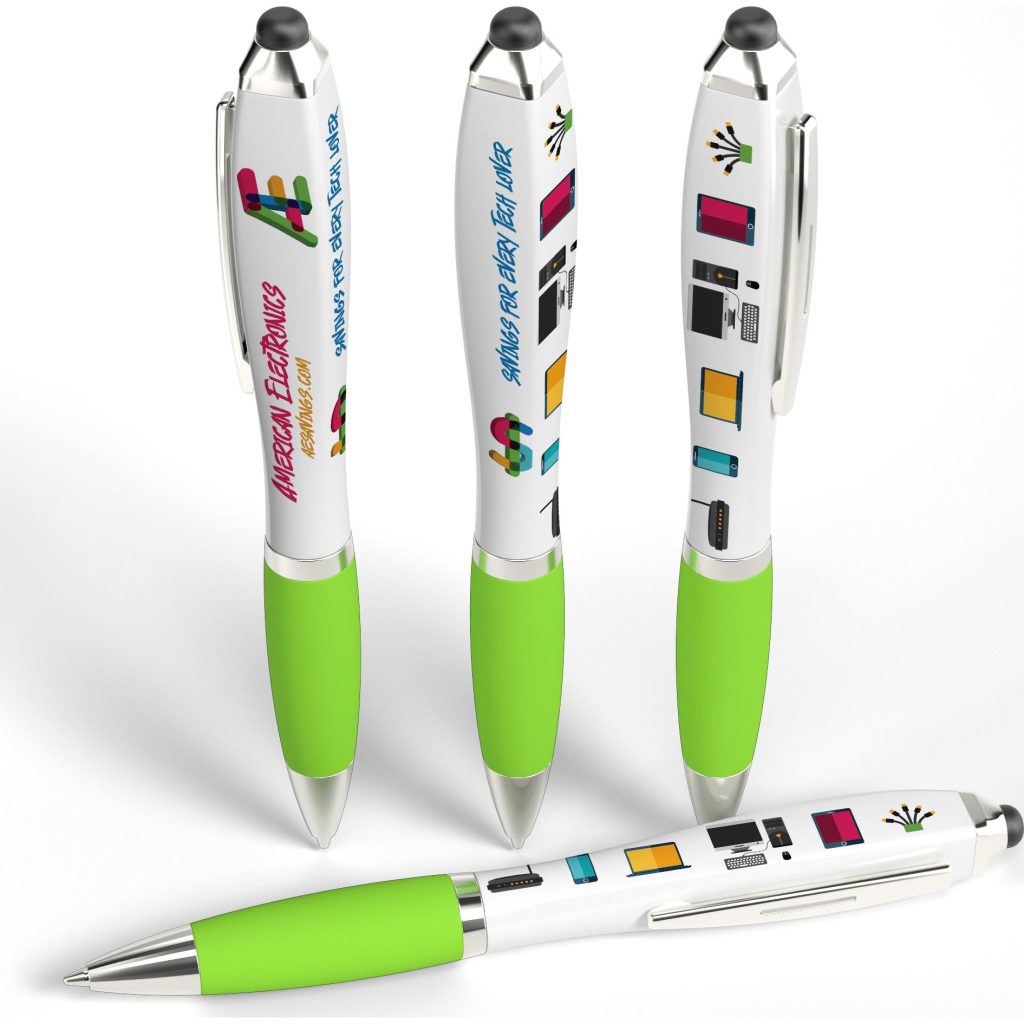 Promo Squared iBasset Stylus Pens - Promotional Pens Singapore - Gifts VV Free Shipping 客製 - Promotional Pens Singapore - Gifts VV White / Green Squared iBasset Stylus Pen