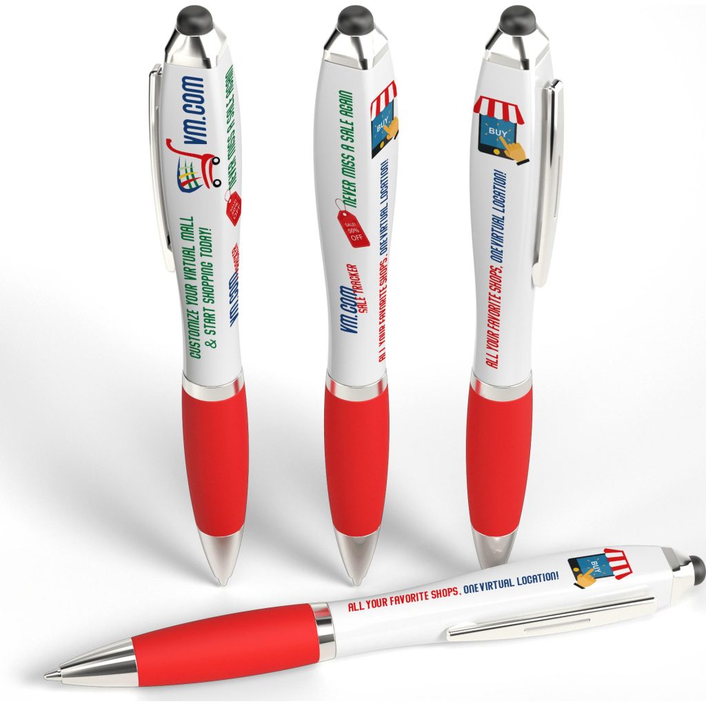 Promo Squared iBasset Stylus Pens - Promotional Pens Singapore - Gifts VV Free Shipping 客製 - Promotional Pens Singapore - Gifts VV White / Red Squared iBasset Stylus Pen