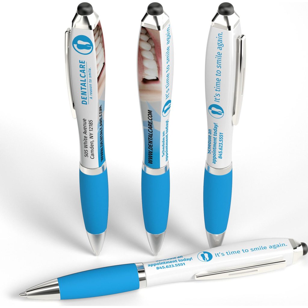 Promo Squared iBasset Stylus Pens - Promotional Pens Singapore - Gifts VV Free Shipping 客製 - Promotional Pens Singapore - Gifts VV White / Light Blue Squared iBasset Stylus Pen
