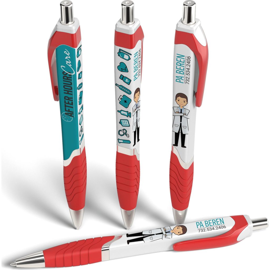 Printed Squared Tropical Pens - Promotional Pens Singapore - Gifts VV Free Shipping 客製 - Promotional Pens Singapore - Gifts VV White / Red Squared Tropical Pen